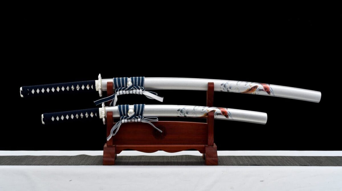 Blanco Wakizashi Sable Japonés Katana Set