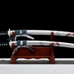 Blanco Wakizashi Sable Japonés Katana Set