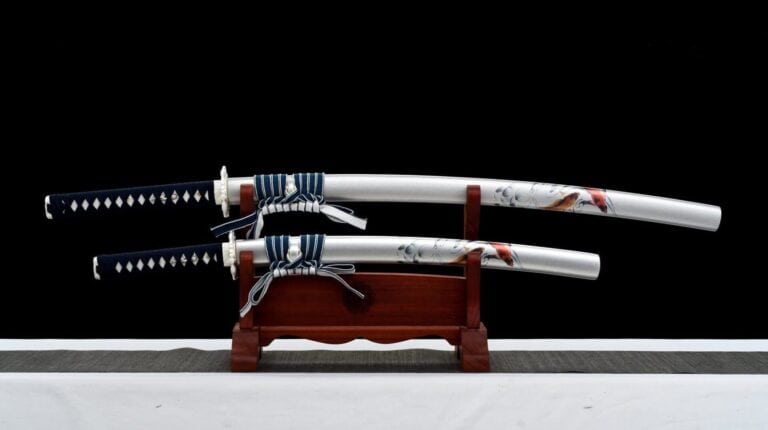 Blanco Wakizashi Sable Japonés Katana Set