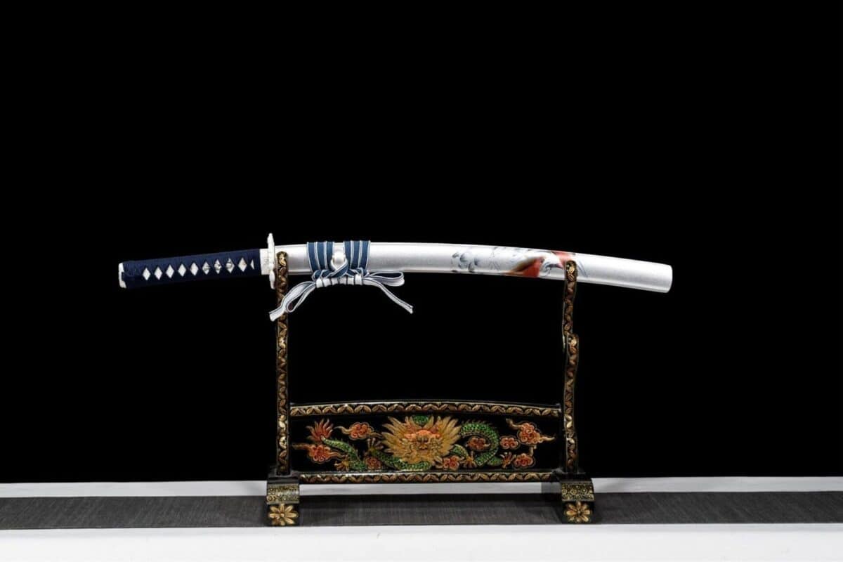 Blanco Wakizashi Sable Japonés Katana Set