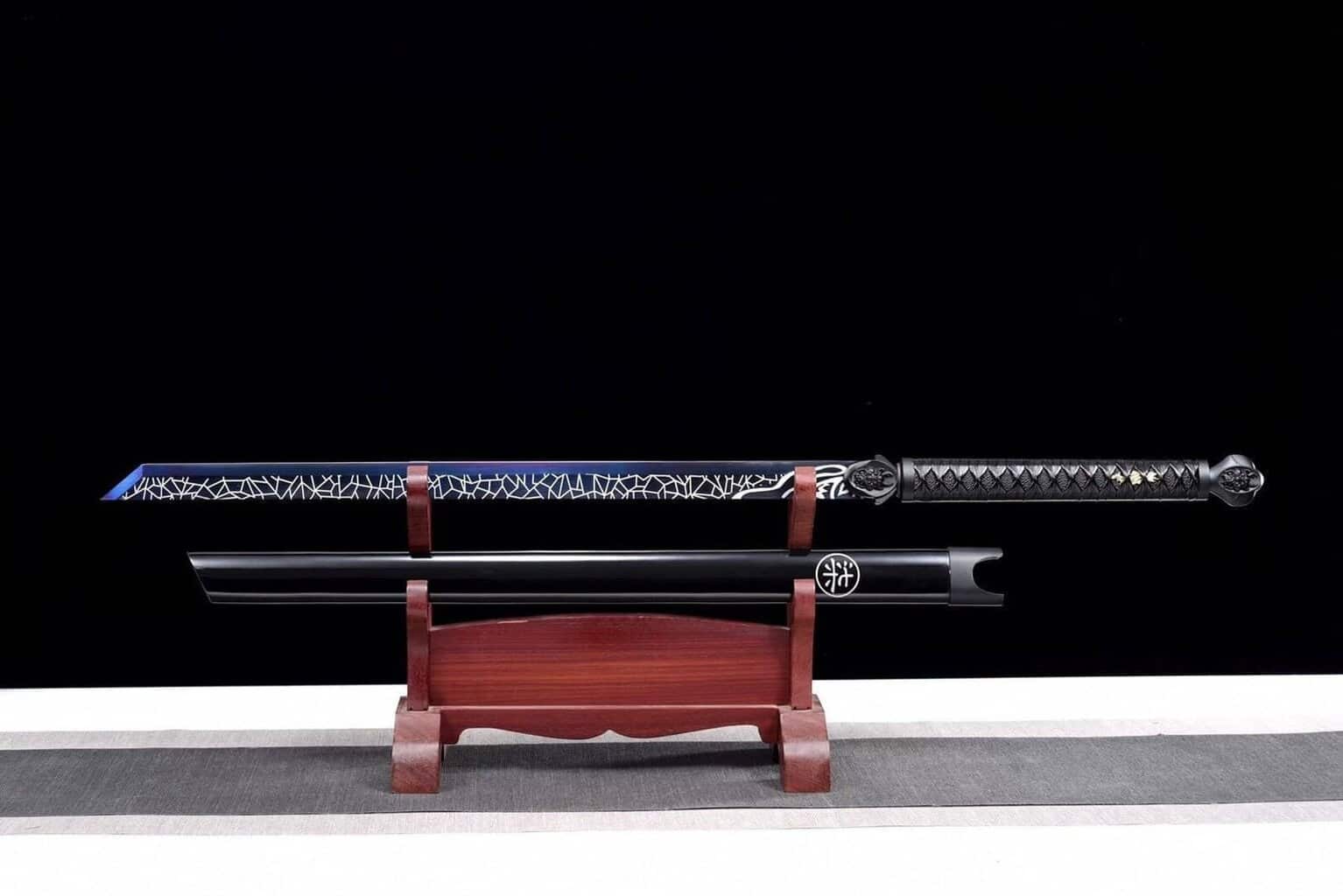 Espada China Negra Hoja Eléctrica Azul