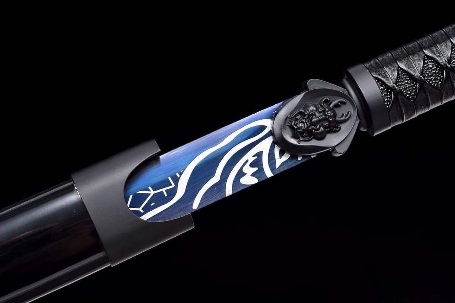 Espada China Negra Hoja Eléctrica Azul