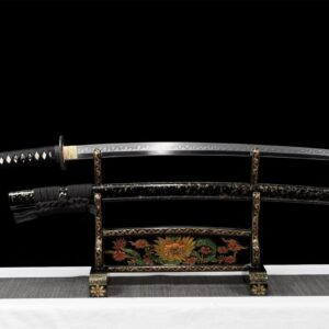 Katana Acero Negro T10 Damasco