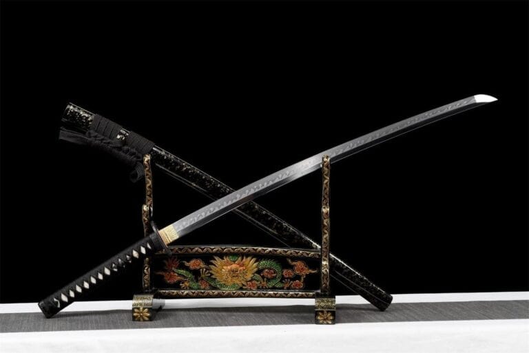Katana Acero Negro T10 Damasco
