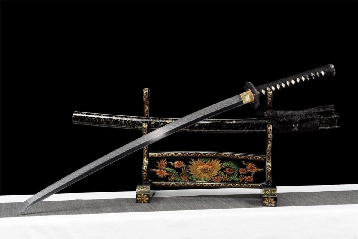 Katana Acero Negro T10 Damasco