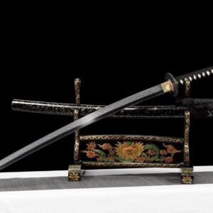Katana Acero Negro T10 Damasco
