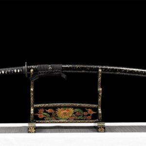 Katana Acero Negro T10 Damasco