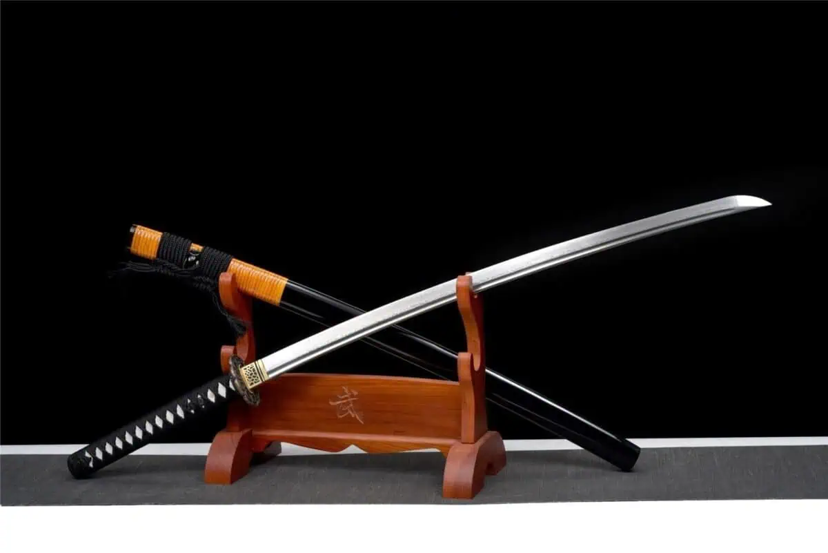 Katana Japonais Noir Cordon Orange