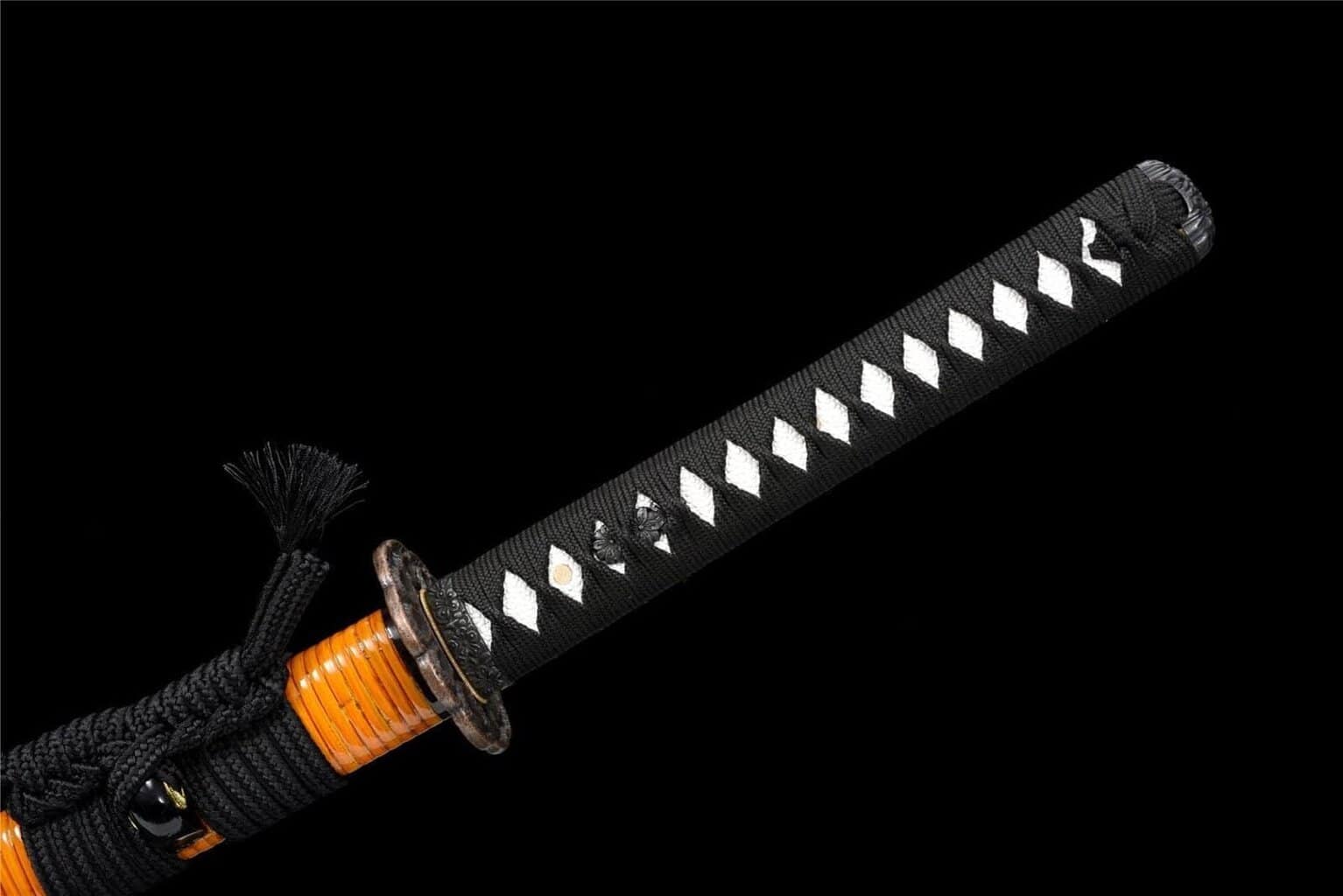 Katana Japonesa Negra Cordón Naranja