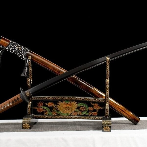 Katana Marrón – Acero ennegrecido T10