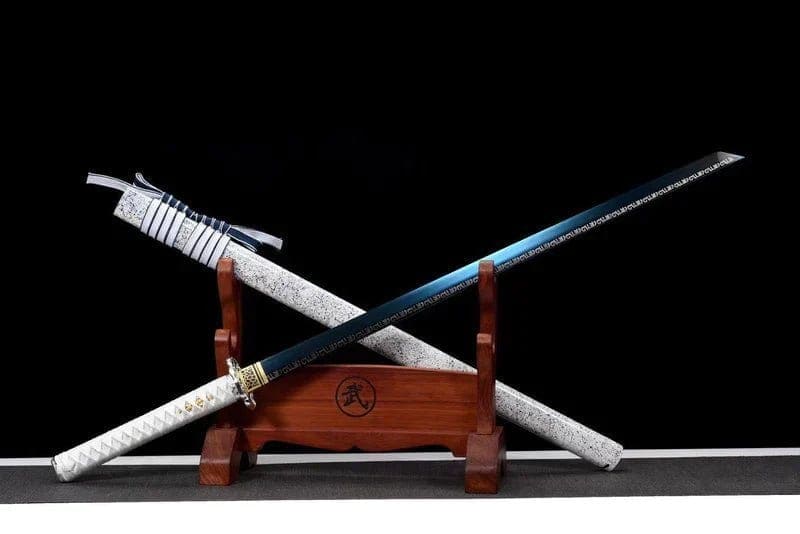 Katana ninjato blanca, hoja azul