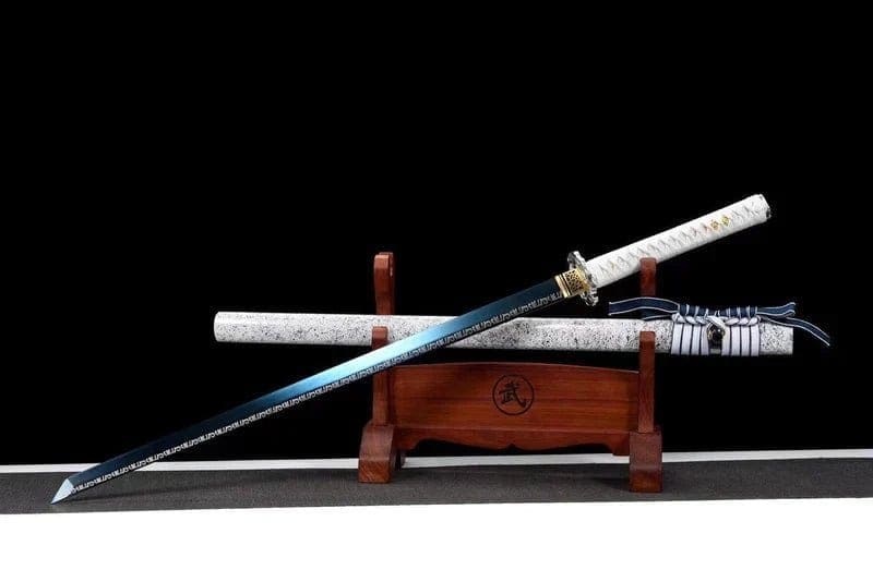 Katana ninjato blanca, hoja azul