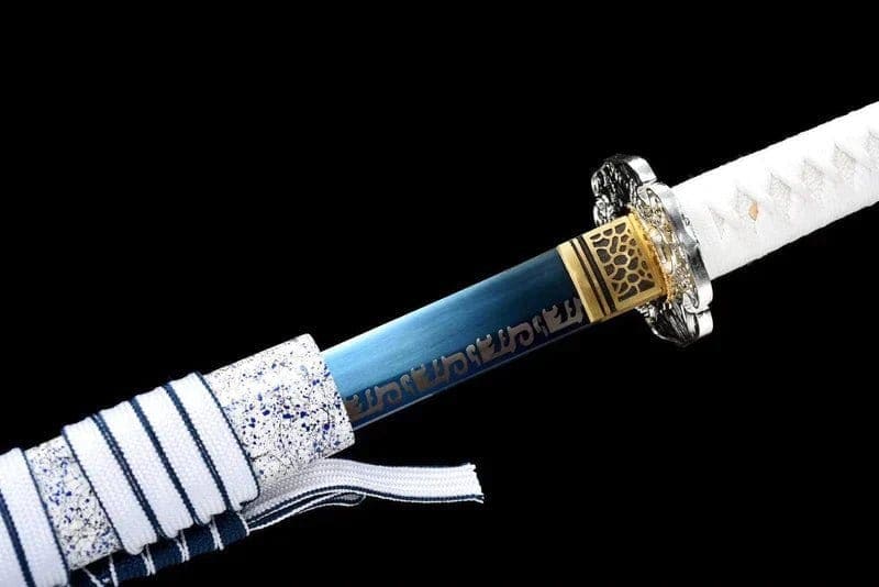 Katana ninjato blanca, hoja azul