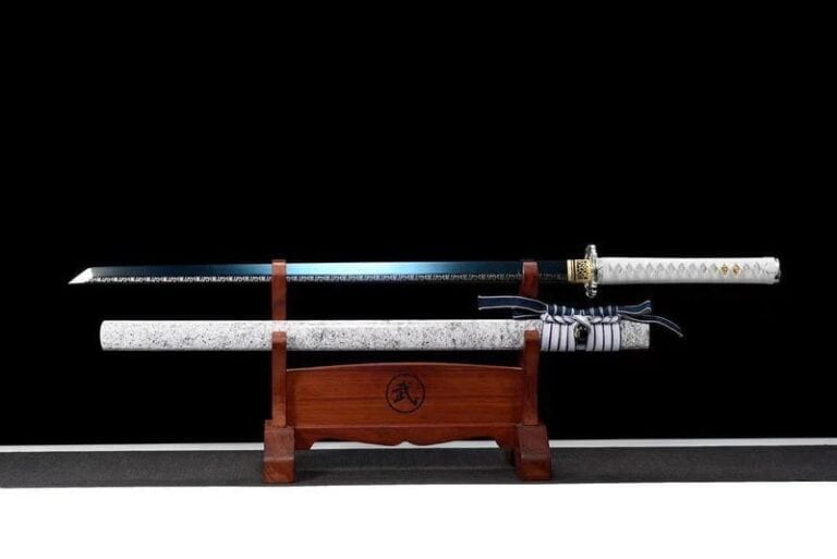 Katana ninjato blanca, hoja azul