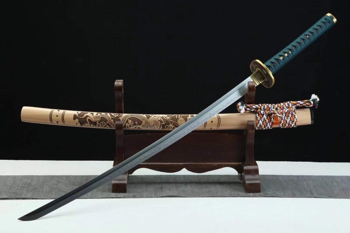 Katana Sable Verde, Hoja Afilada, Forjada a Mano