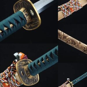 Katana Sable Verde, Hoja Afilada, Forjada a Mano