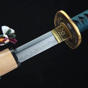 Katana Sable Verde, Hoja Afilada, Forjada a Mano