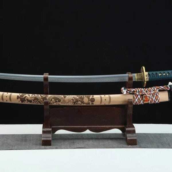 Katana Sable Verde, Hoja Afilada, Forjada a Mano